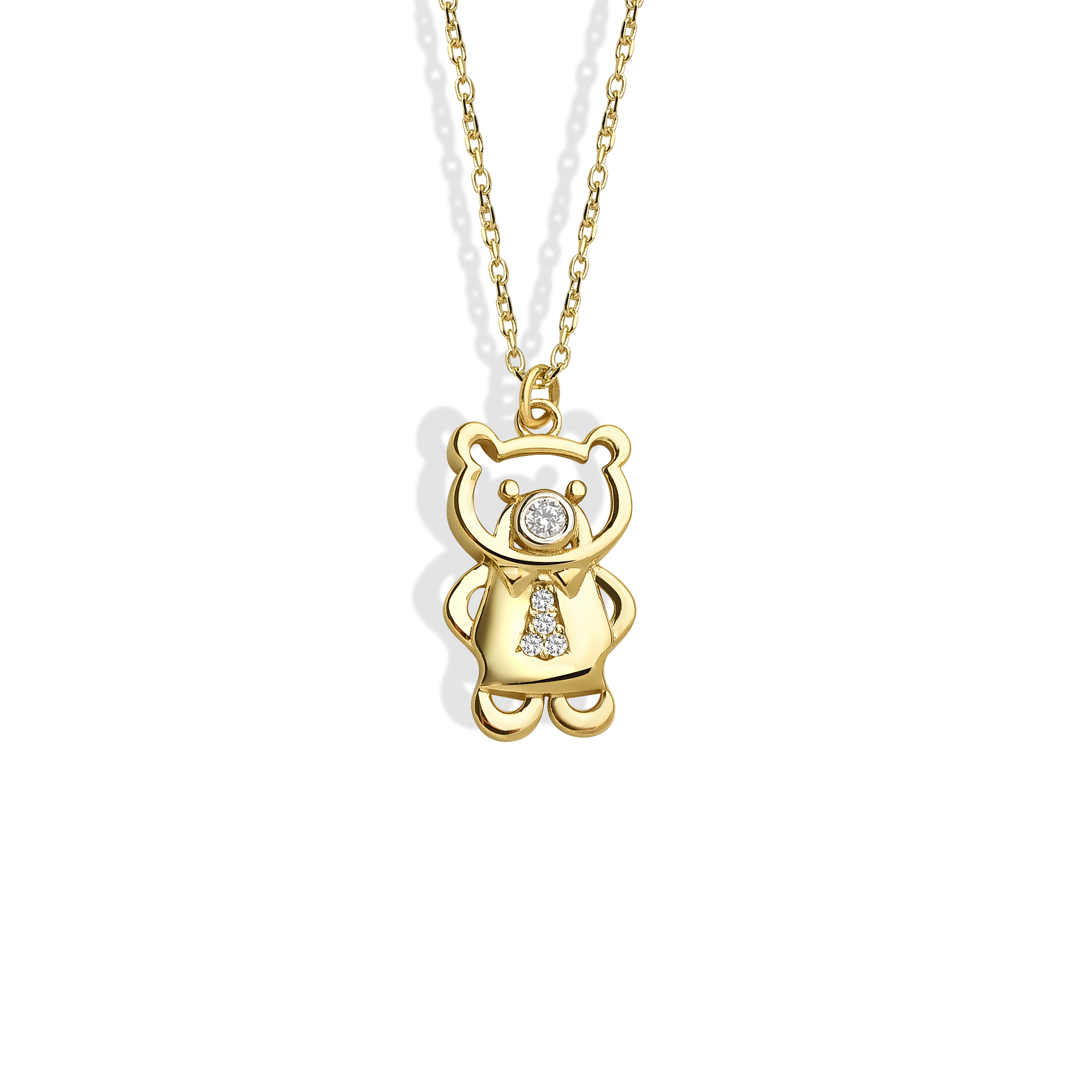 Tie Teddy Bear Necklace 14K Gold / Silver bear necklace with cute teddy bear design and tie detail