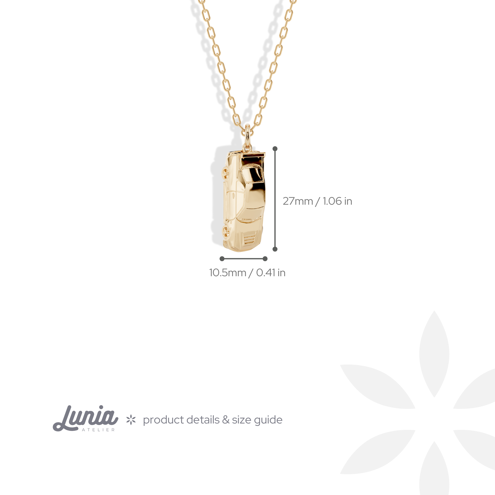 Tokyo Coupe Diecast Model Car Necklace 14K Gold / Silver