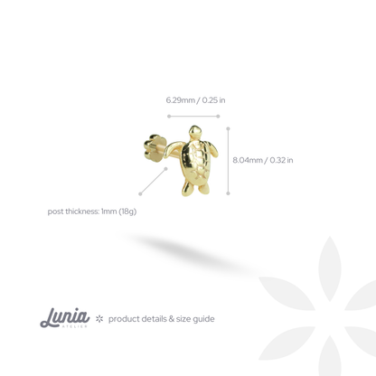 Tortoise Flatback Ear Piercing 14K Gold
