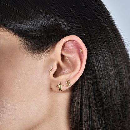 Tortoise Flatback Ear Piercing 14K Gold