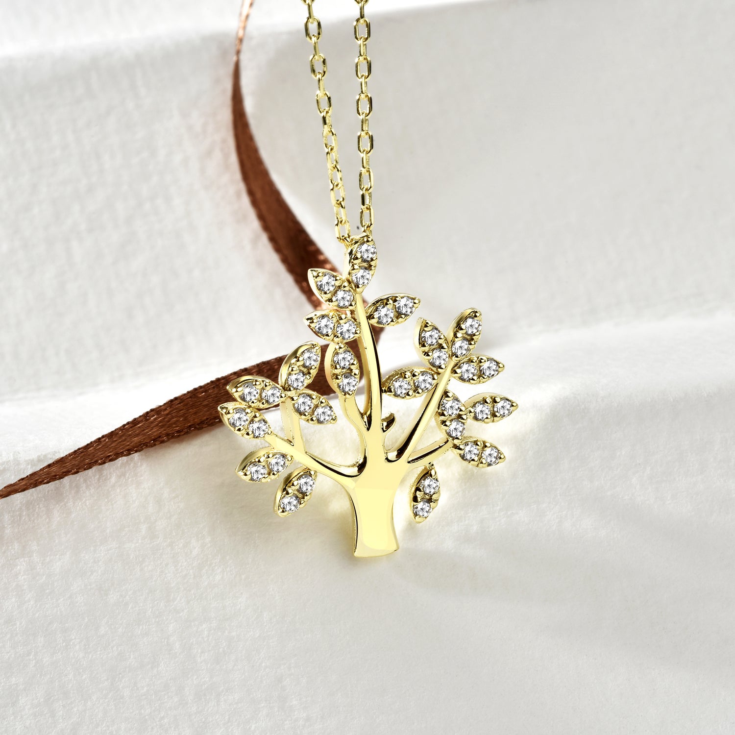 Tree of life Diamond Necklace 14K Gold