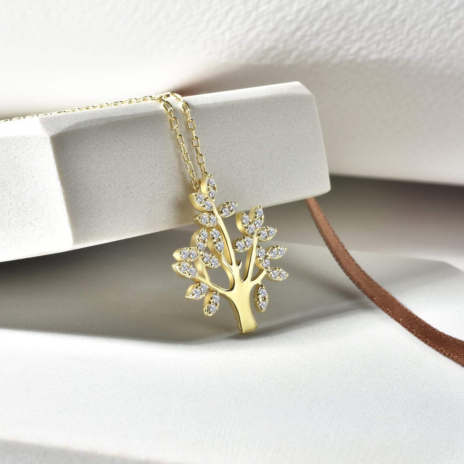 Tree of life Diamond Necklace 14K Gold