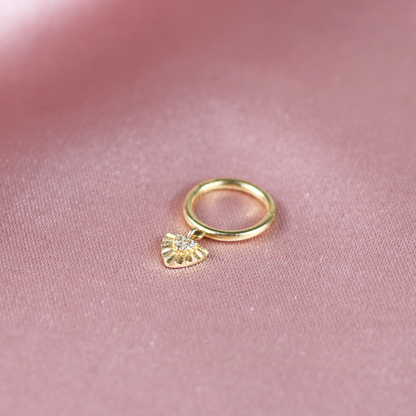 Triangle Dangle Hoop Ear Piercing 14K Gold CZ Stone