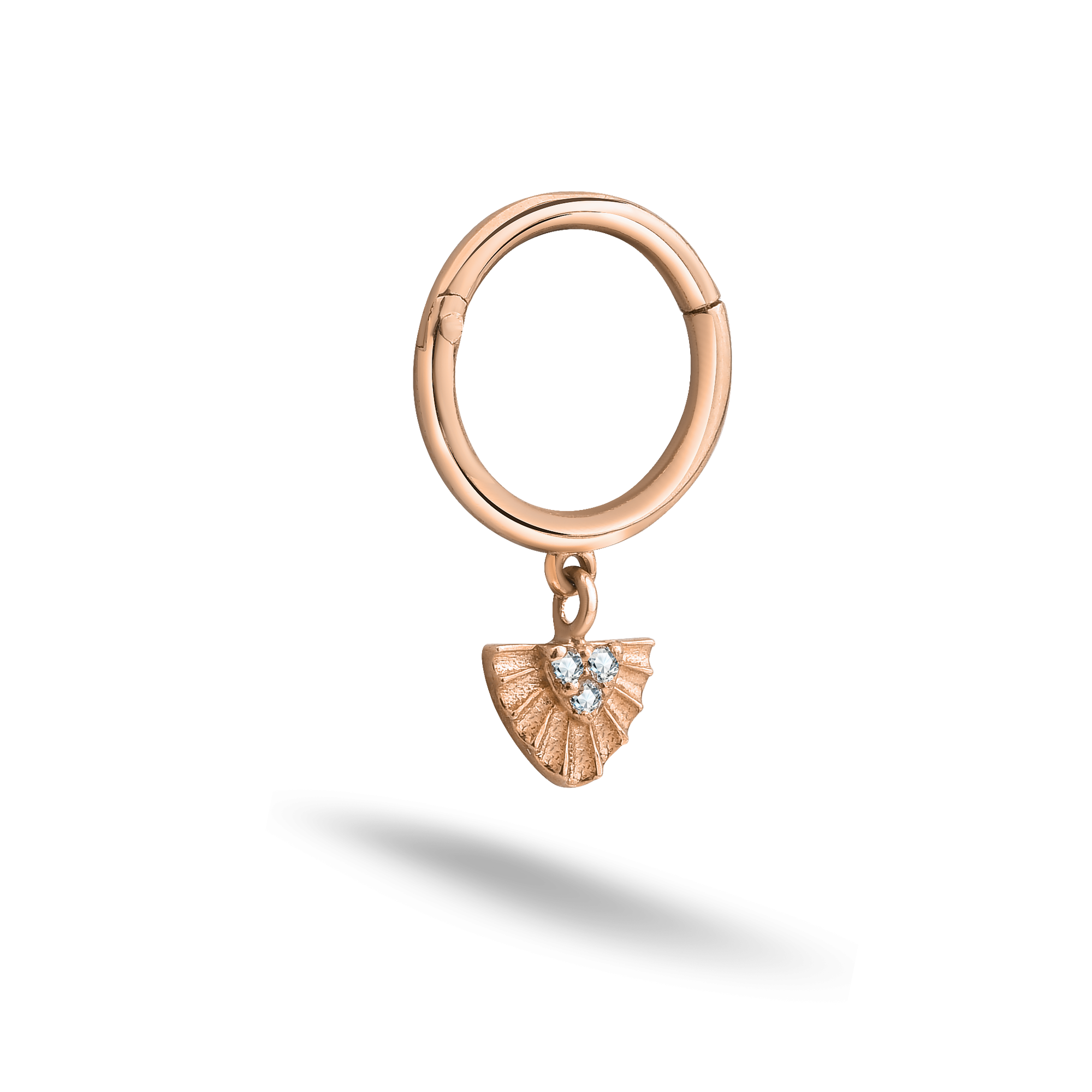 Triangle Dangle Hoop Ear Piercing 14K Gold CZ Stone