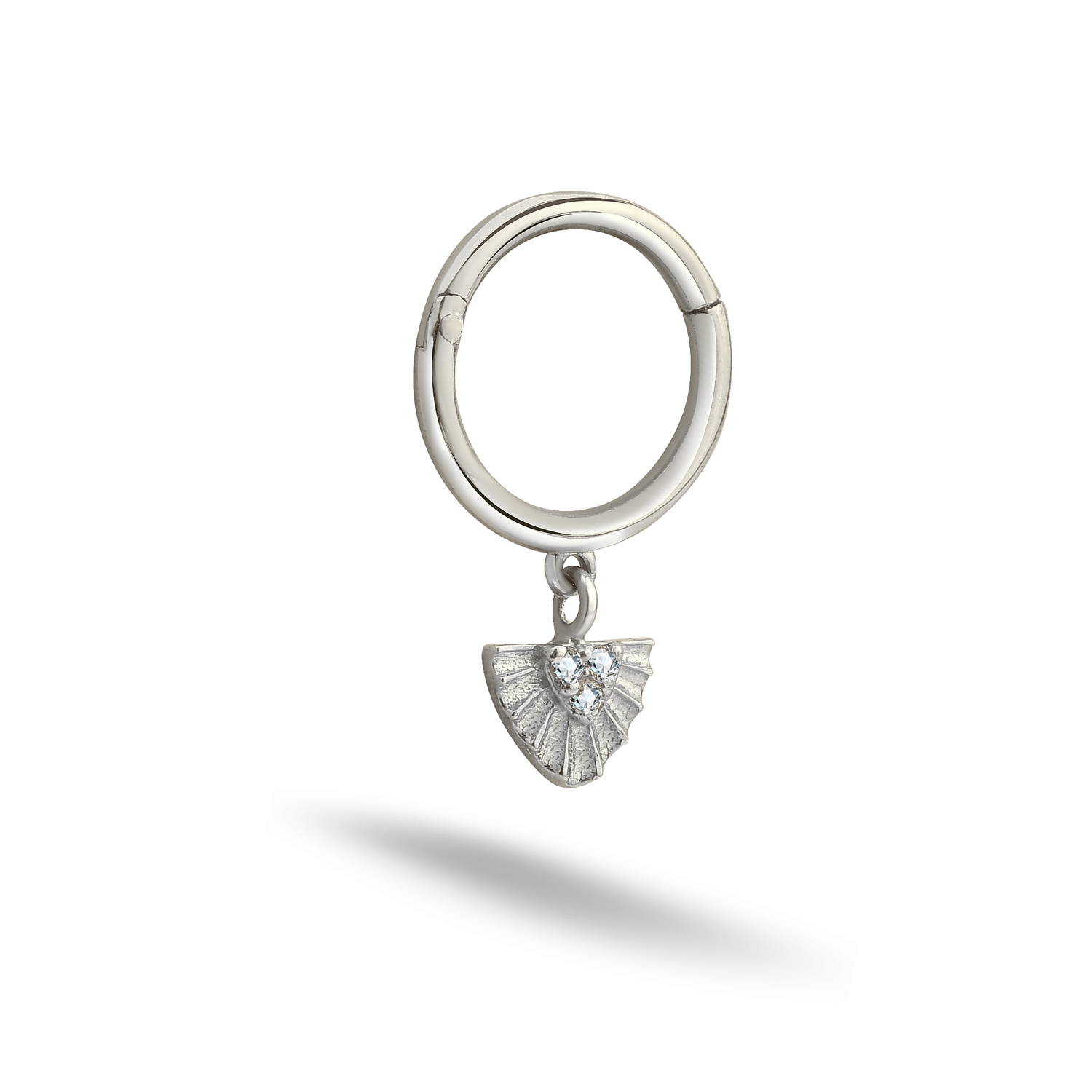 Triangle Dangle Hoop Ear Piercing 14K Gold CZ Stone