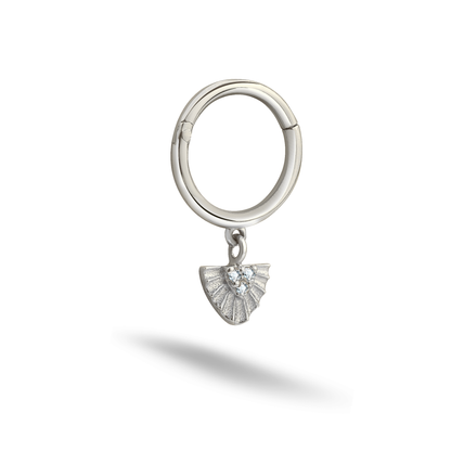 Triangle Dangle Hoop Ear Piercing 14K Gold CZ Stone