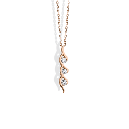 Trio Stone Diamond Necklace 14K Gold / Silver