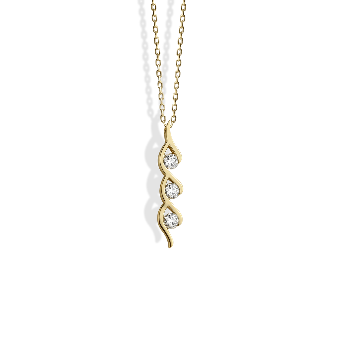 Trio Stone Necklace 14K Gold / Silver diamond necklace with three stones hand crafted in Istanbul