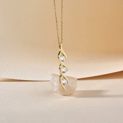 Trio Stone Diamond Necklace 14K Gold / Silver