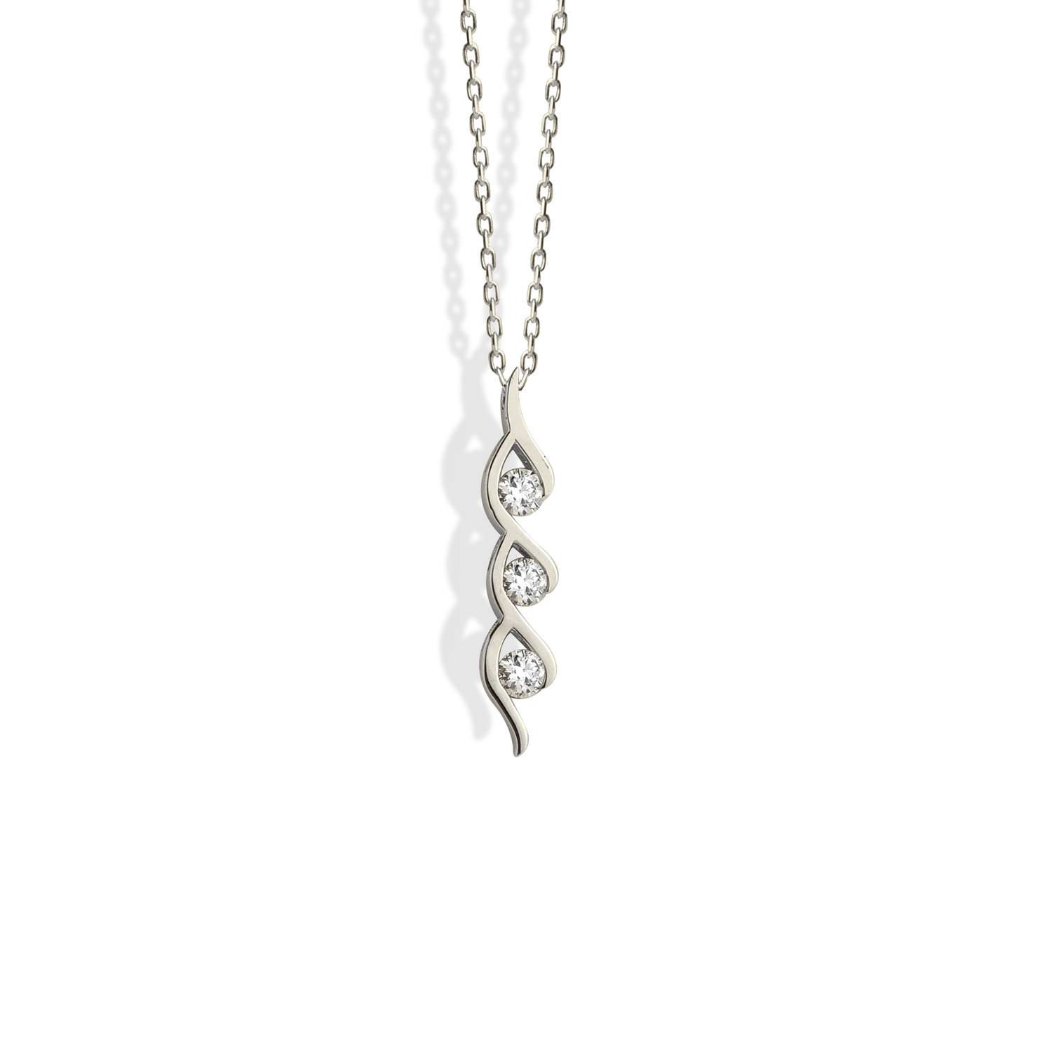Trio Stone Diamond Necklace 14K Gold / Silver