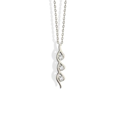 Trio Stone Diamond Necklace 14K Gold / Silver