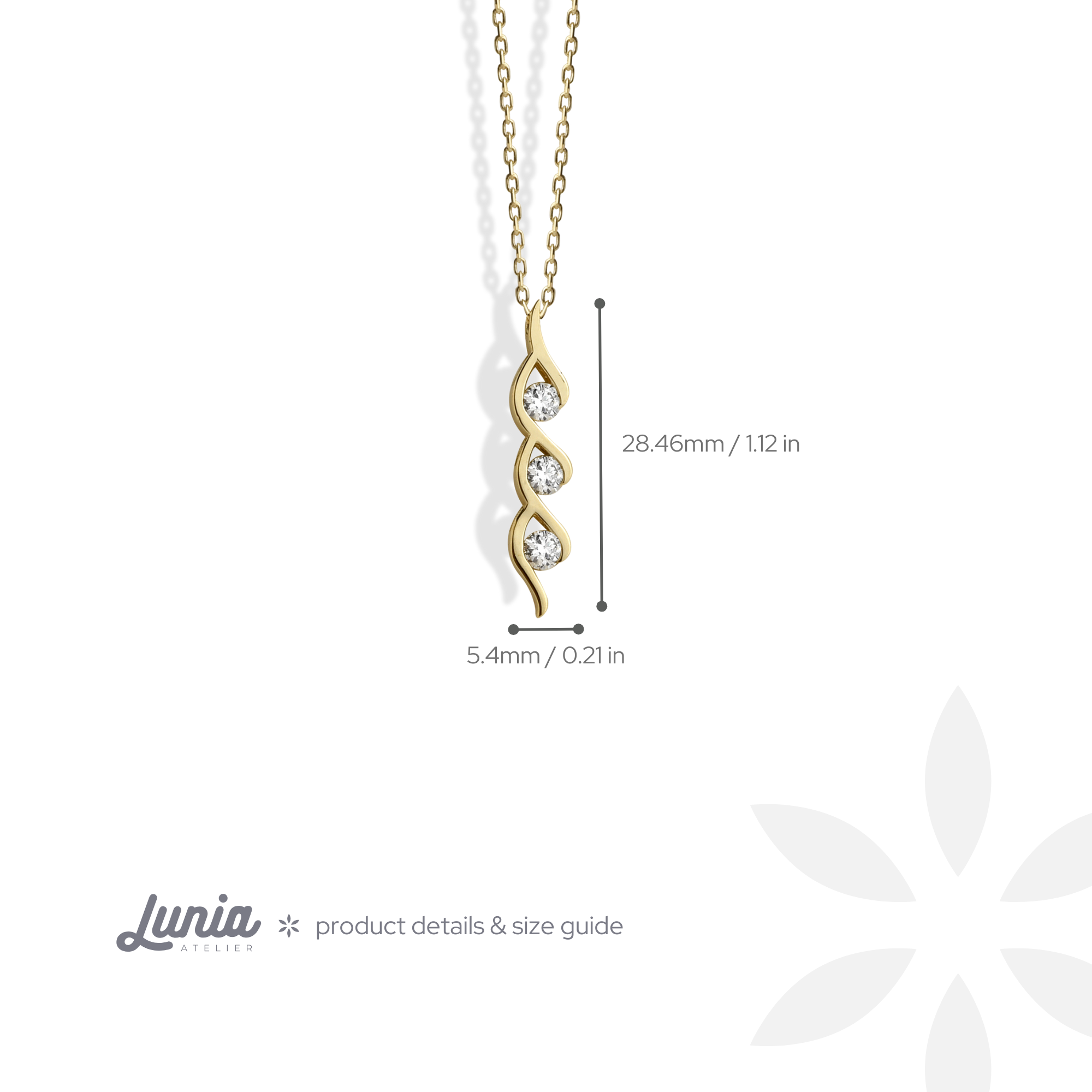 Trio Stone Diamond Necklace 14K Gold / Silver