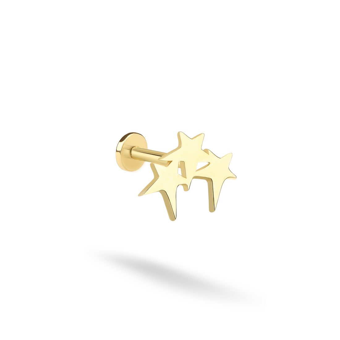 Triple Star Flatback Ear Piercing 14K Gold