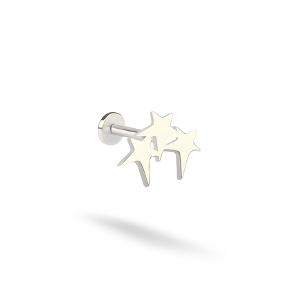 Triple Star Flatback Ear Piercing 14K Gold