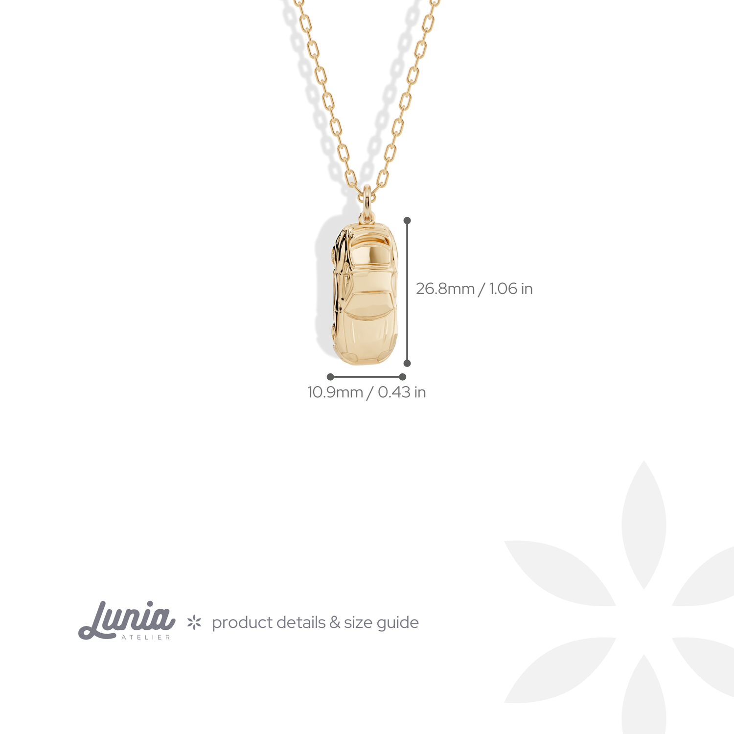 Twin Turbo Coupe Diecast Model Car Necklace 14K Gold / Silver