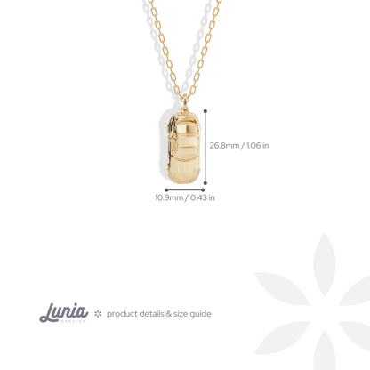 Twin Turbo Coupe Diecast Model Car Necklace 14K Gold / Silver