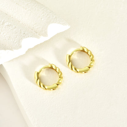 Twisted Huggie Hoops Earrings 14K Gold