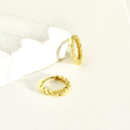 Twisted Huggie Hoops Earrings 14K Gold