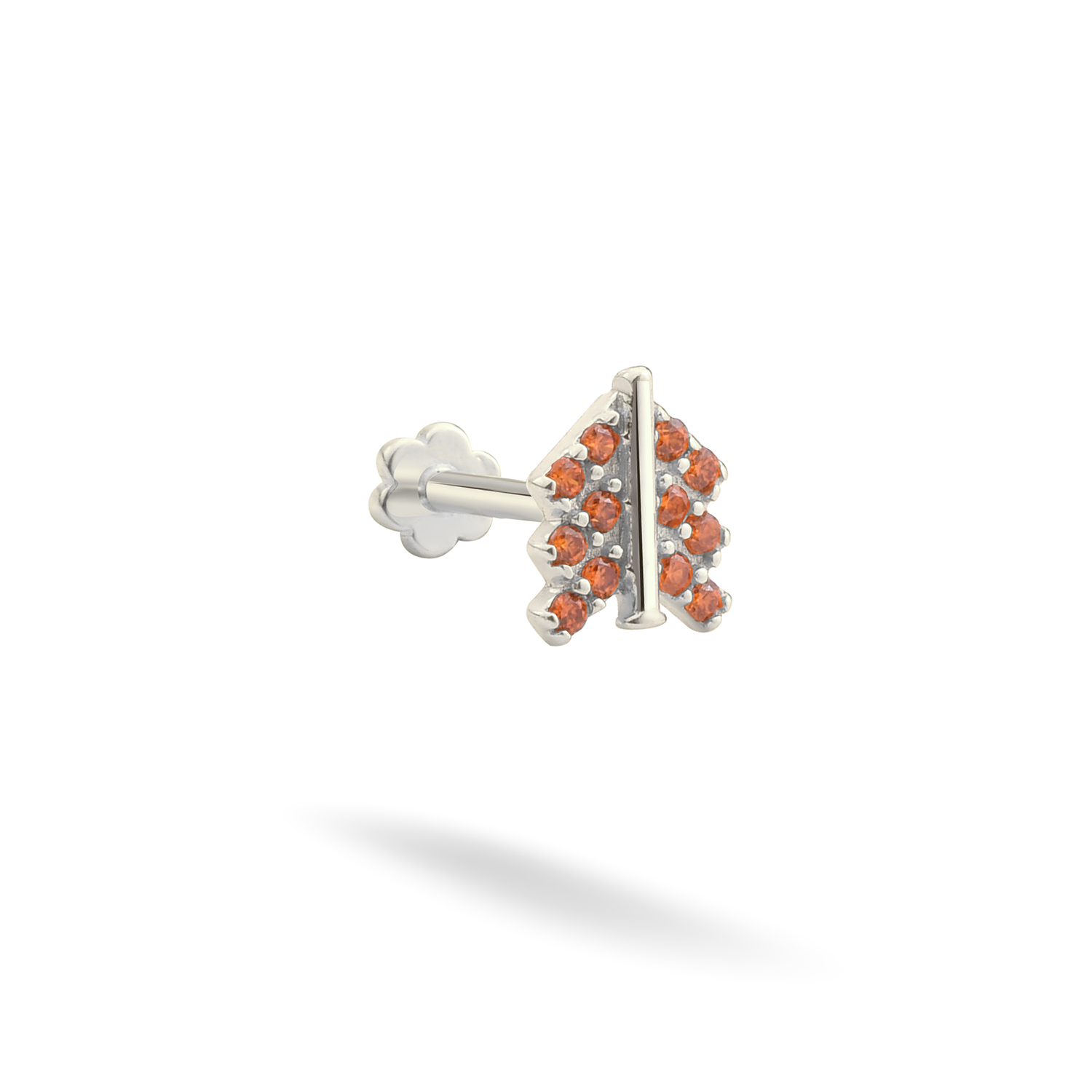 Orange Arrow Flatback Ear Piercing 14K Gold with CZ Stone