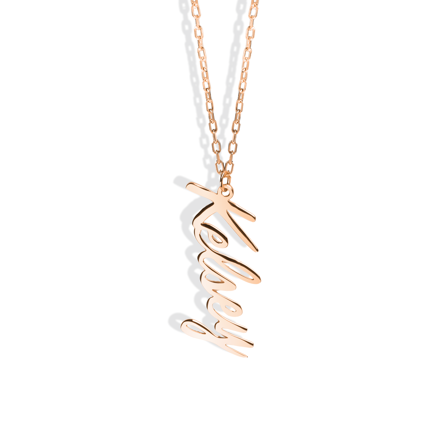 Unique Vertical Personalized Name Custom Necklace 14K Gold