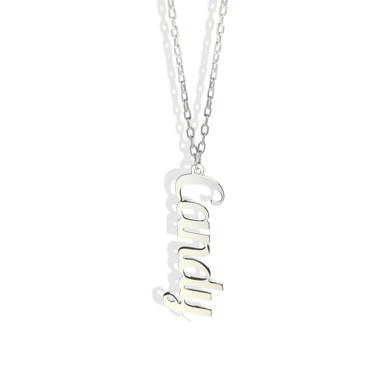 Vertical Personalized Name Custom Necklace 14K Gold