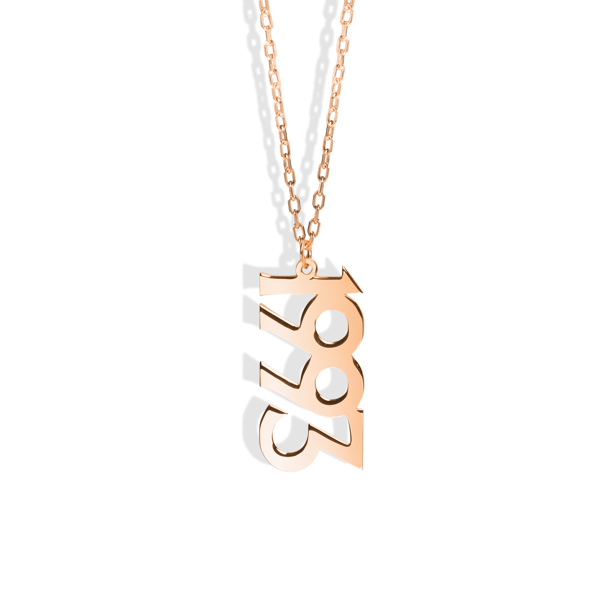 Vertical Year Custom Personalized Date Necklace 14K Gold