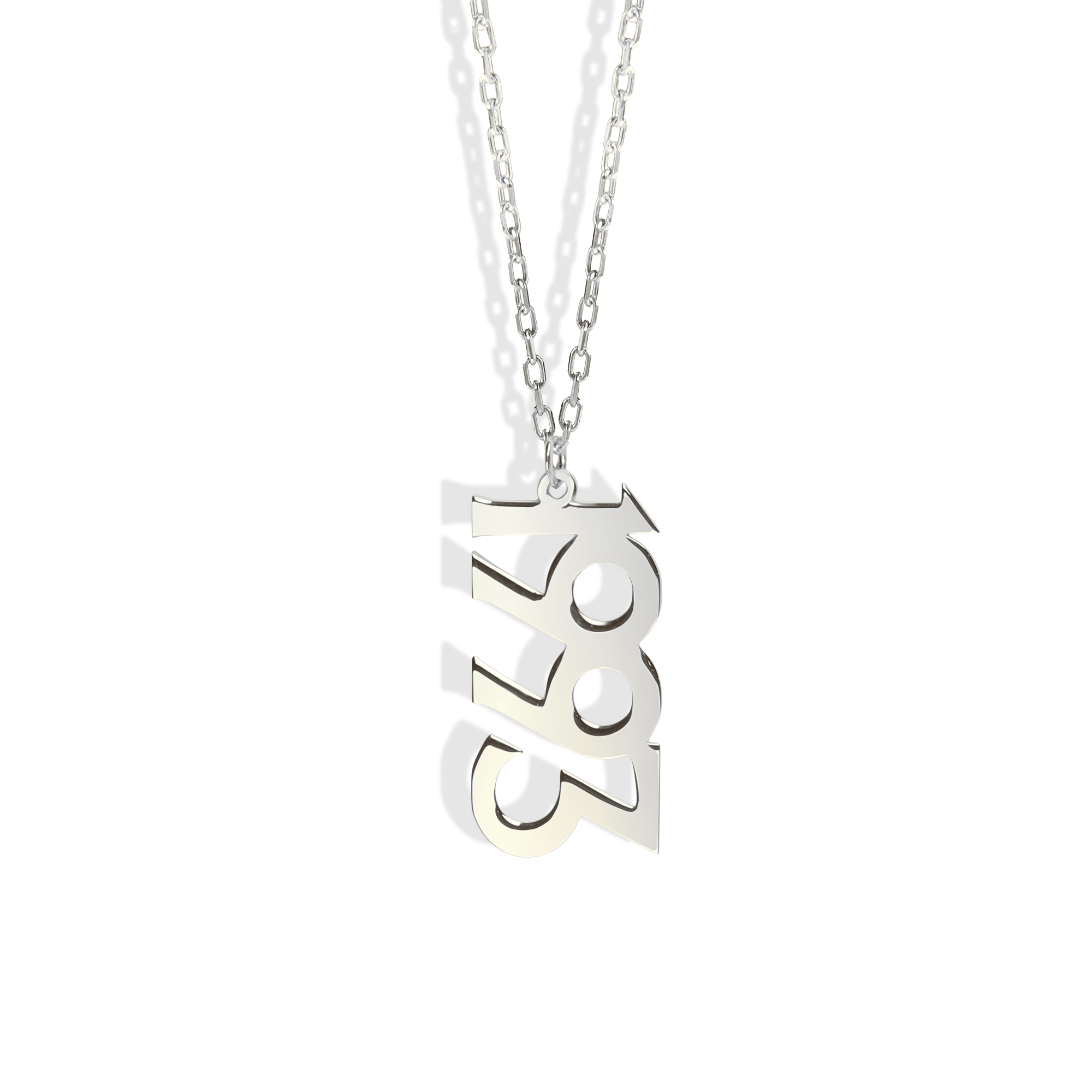 Vertical Year Custom Personalized Date Necklace 14K Gold
