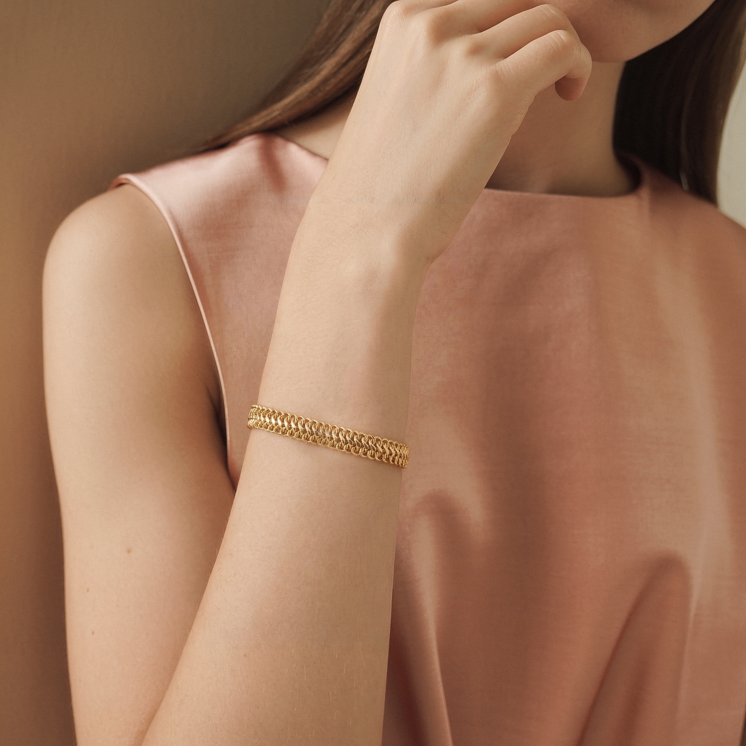 Vienna Parallel Double Curb Chain Bracelet 14K Gold