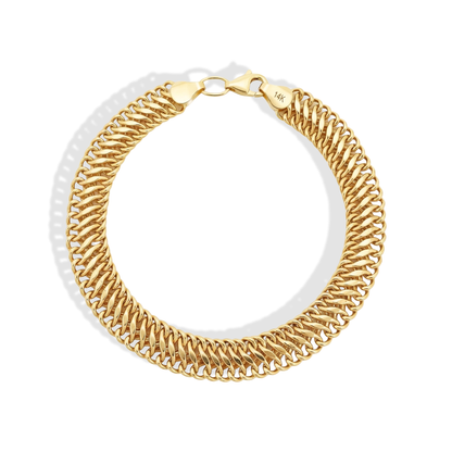 Vienna Parallel Double Curb Chain Bracelet 14K Gold