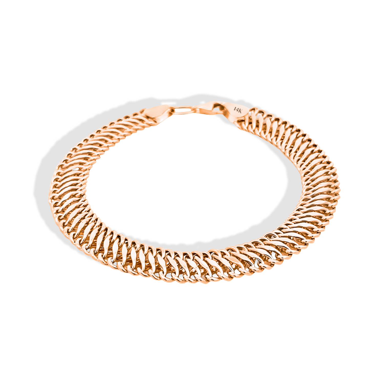 Vienna Parallel Double Curb Chain Bracelet 14K Gold