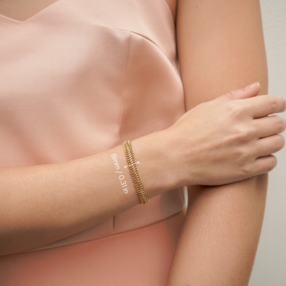 Vienna Parallel Double Curb Chain Bracelet 14K Gold