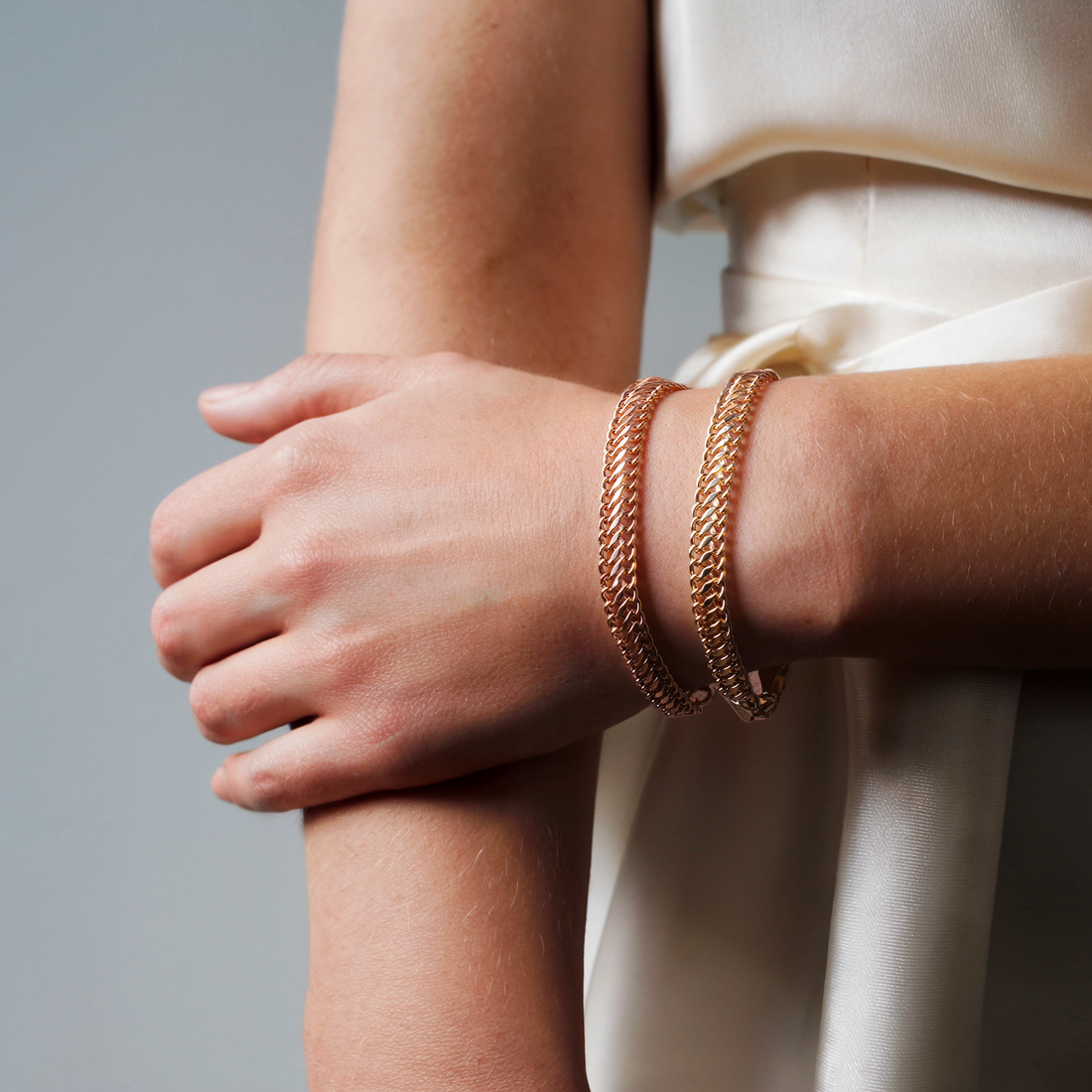 Vienna Parallel Double Curb Chain Bracelet 14K Gold