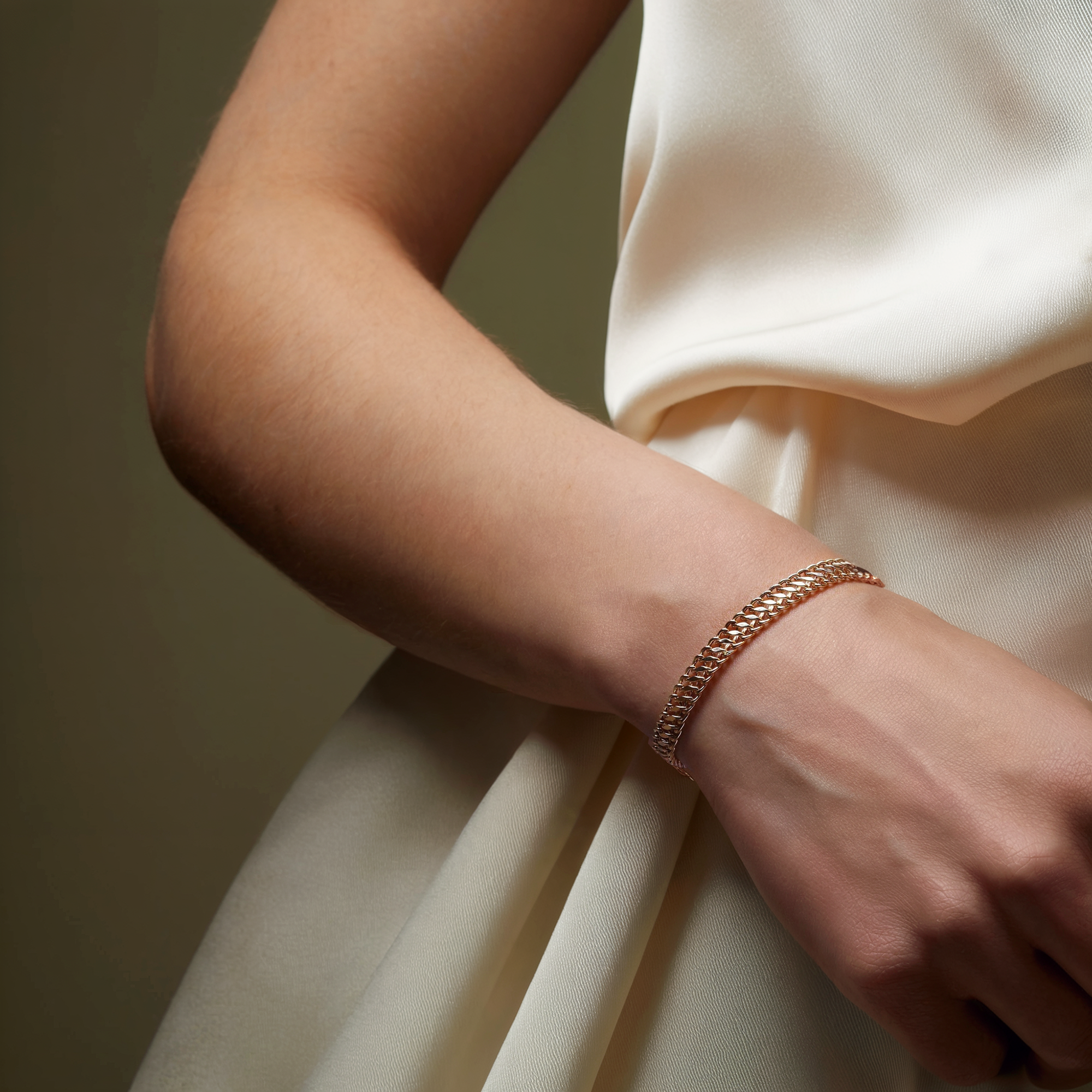 Vienna Parallel Double Curb Chain Bracelet 14K Gold