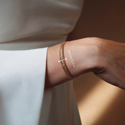 Vienna Parallel Double Curb Chain Bracelet 14K Gold