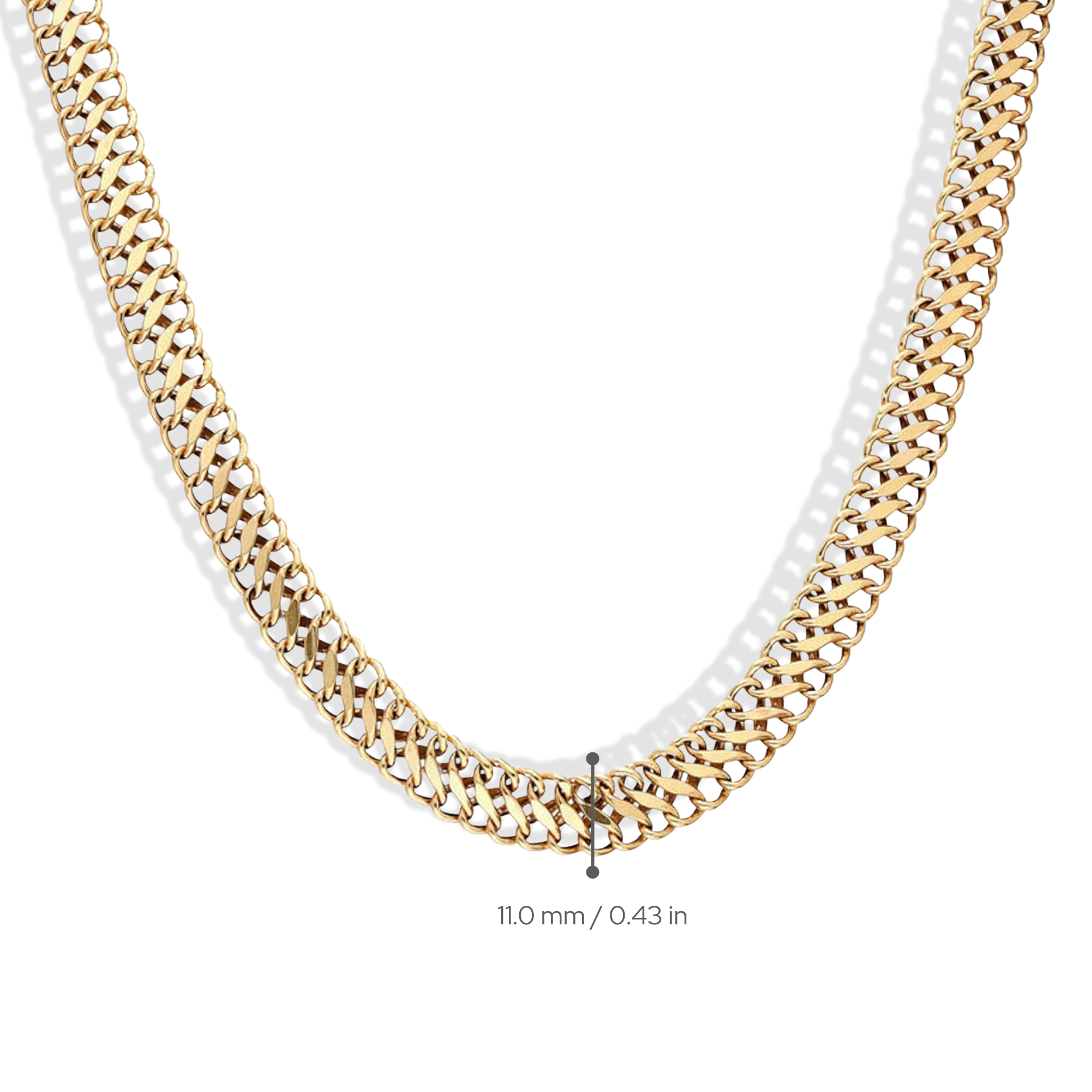 Vienna Parallel Double Curb Chain Necklace 14K Gold