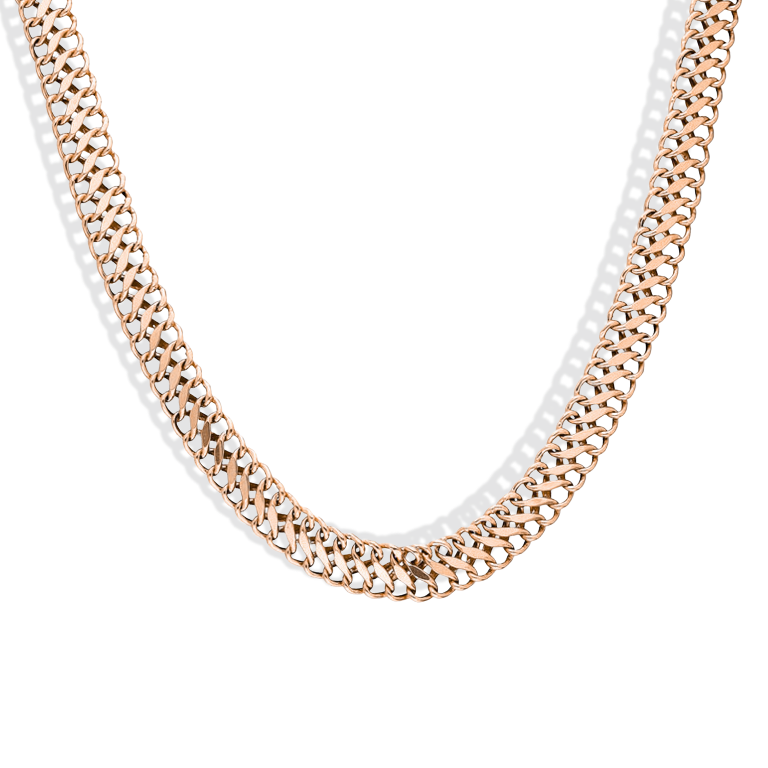 Vienna Parallel Double Curb Chain Necklace 14K Gold