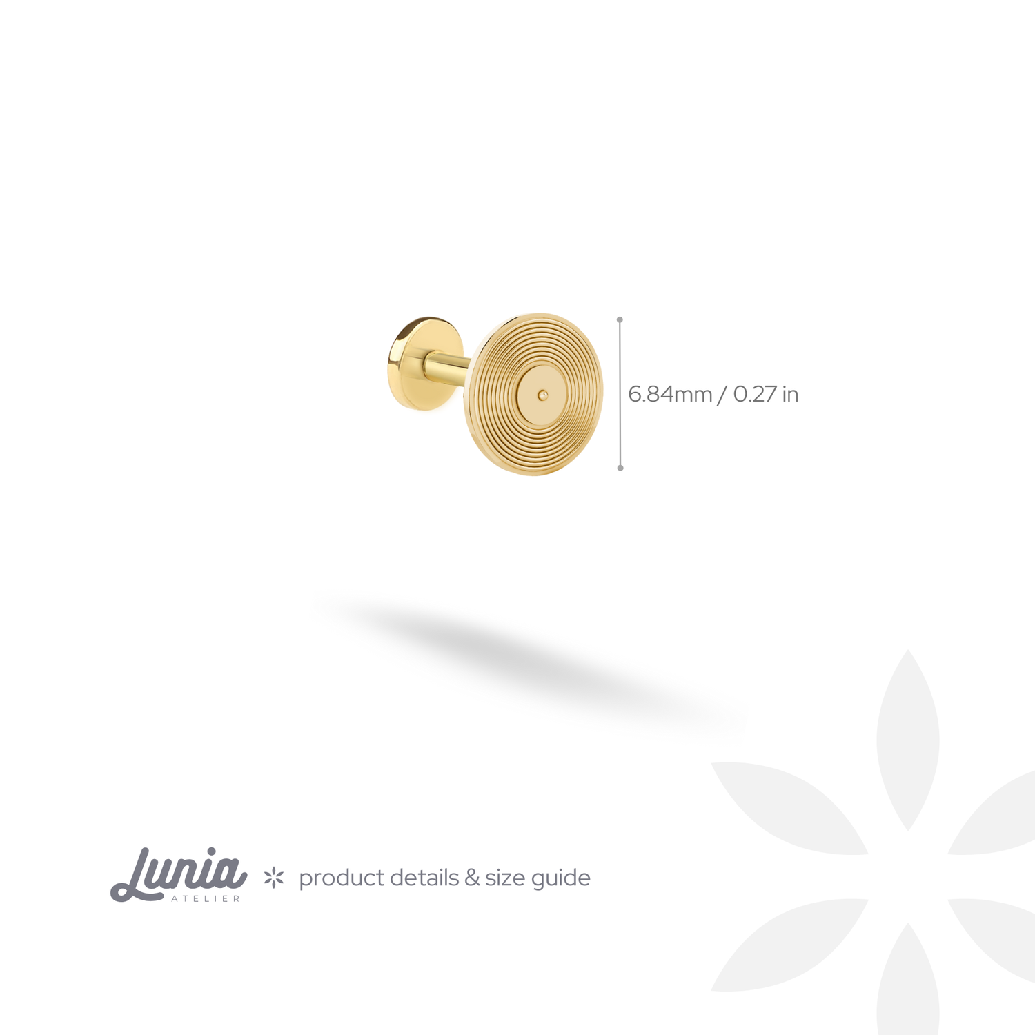 Vinyl record Album Music Flatback Ear Piercing 14K Gold / Silver