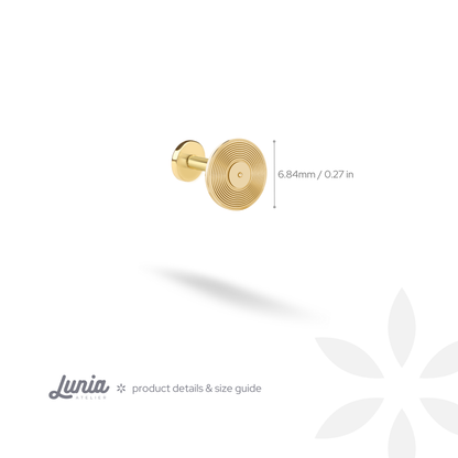 Vinyl record Album Music Flatback Ear Piercing 14K Gold / Silver