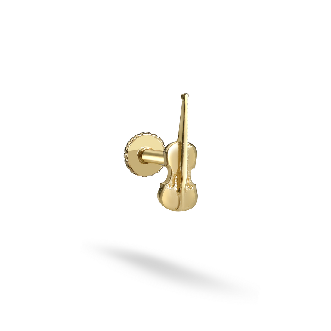 Violin Flatback Ear Piercing 14K Gold