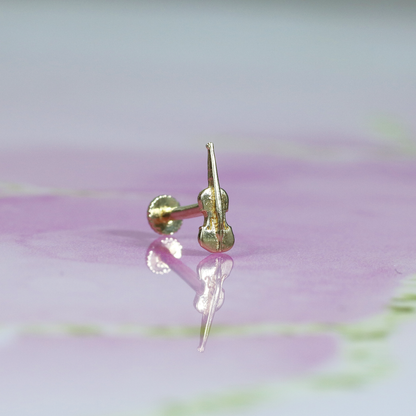 Violin Flatback Ear Piercing 14K Gold