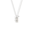 Sharp stitched outline of the doll pendant picked out in cool 14K white gold