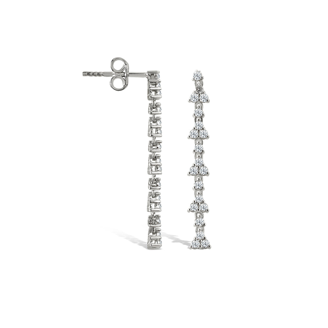 Waterway Dangle Diamond Flatback Earrings 14K Gold		