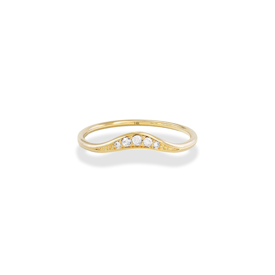 Wavy Stone Diamond Ring 14K Gold