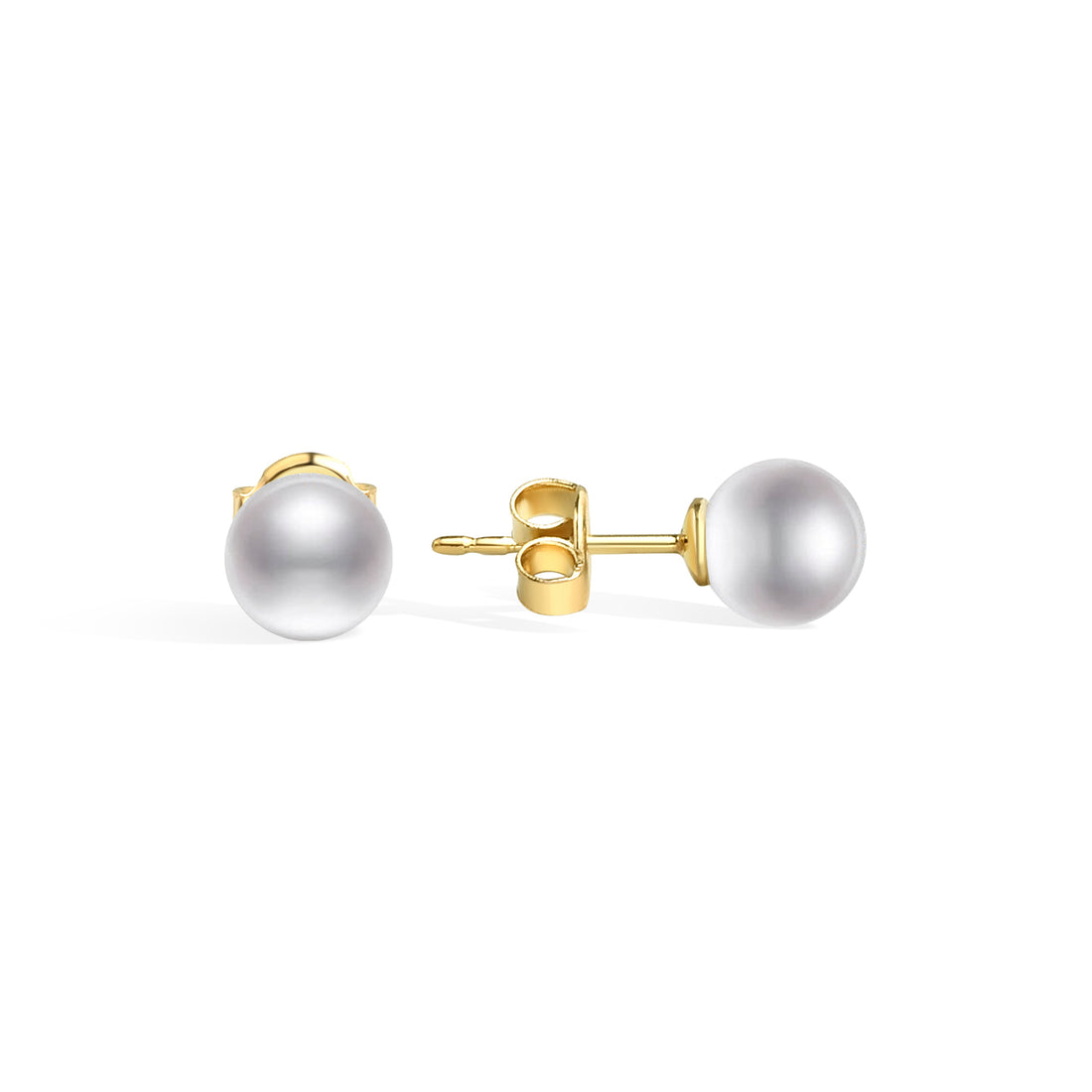 White Ball Earrings 14K Gold