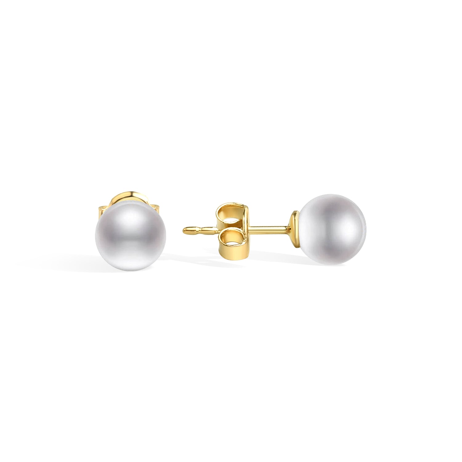 White Ball Earrings 14K Gold