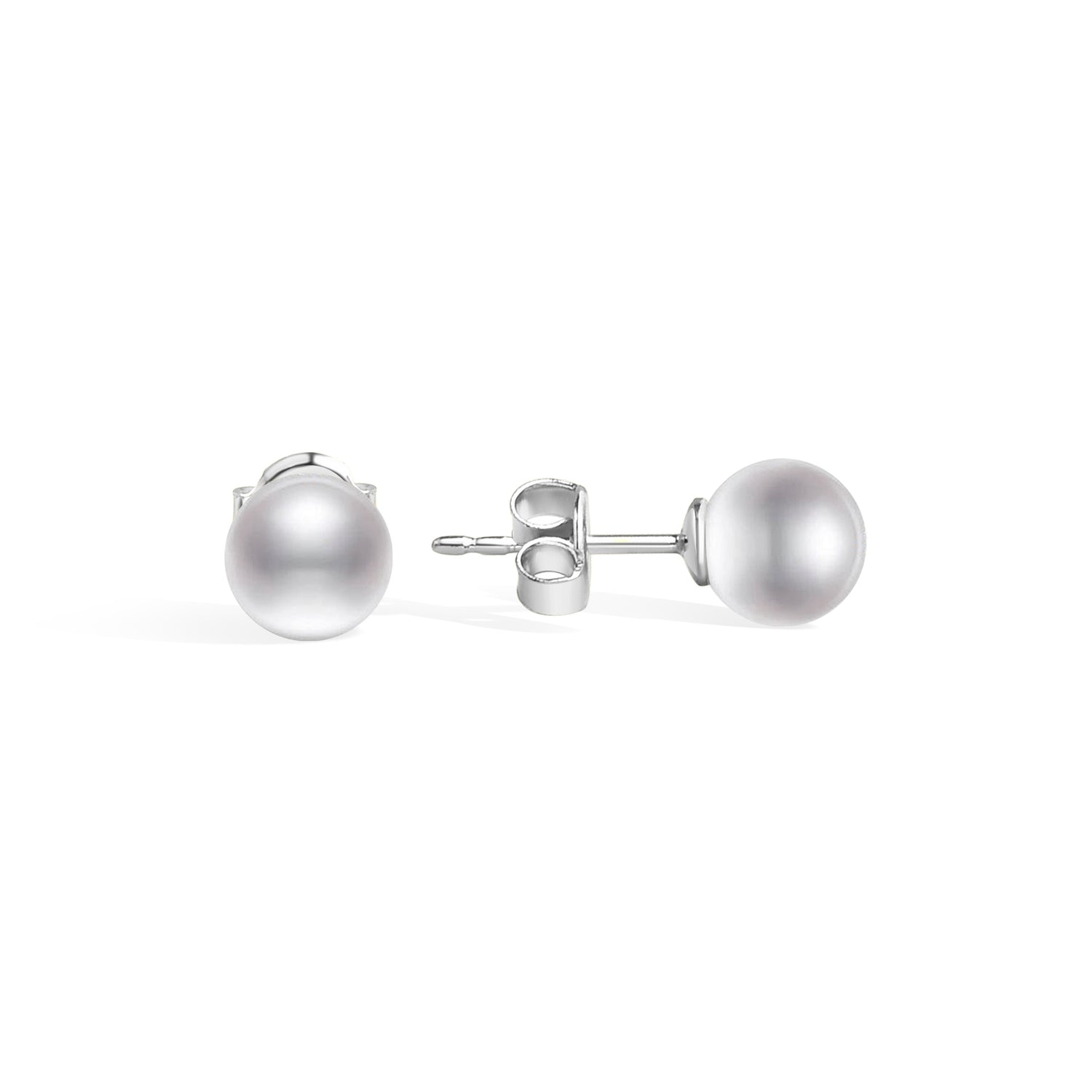 White Ball Earrings 14K Gold