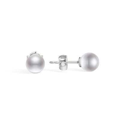 White Ball Earrings 14K Gold