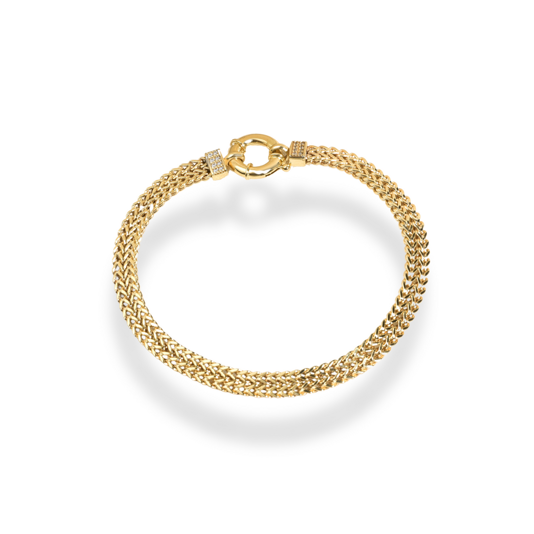 Wicker Braid Double Chain Bracelet 14KGold