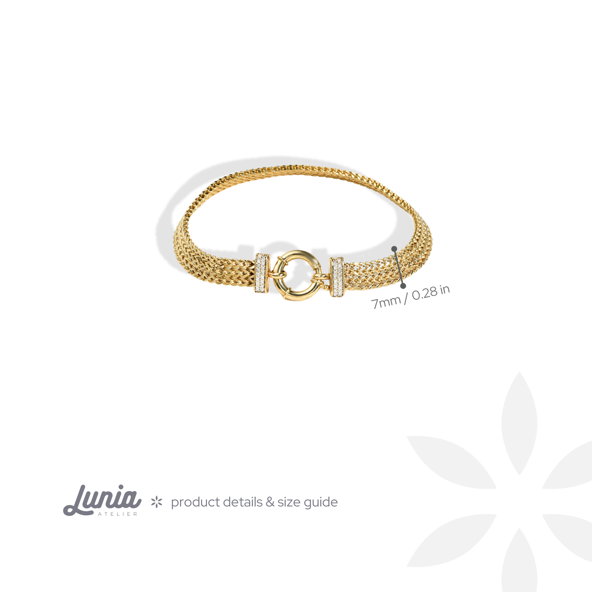 Wicker Braid Triple Chain Bracelet 14K Gold