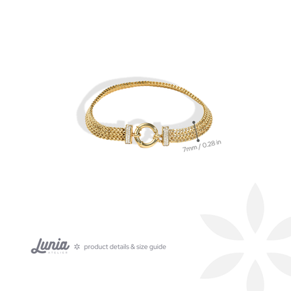 Wicker Braid Triple Chain Bracelet 14K Gold